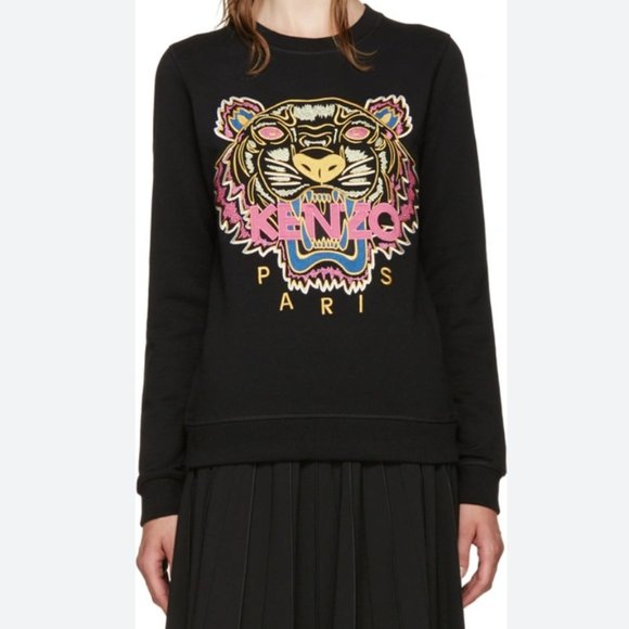 Rare Kenzo Tiger Head Sweatshirt Pink And Black Size Small - Picture 1 of 8